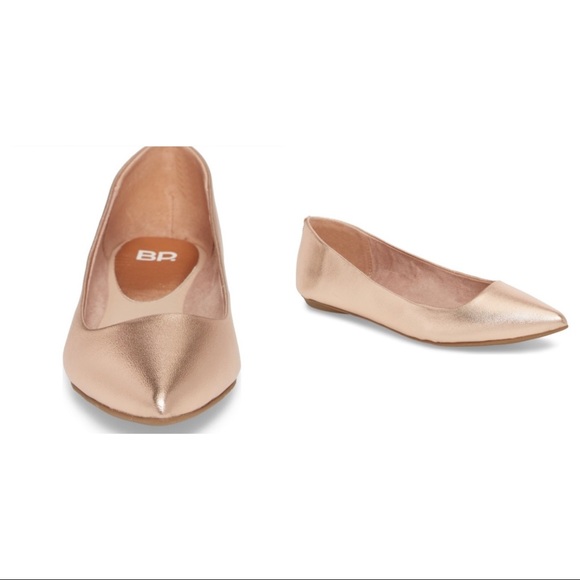 rose gold pointed toe flats